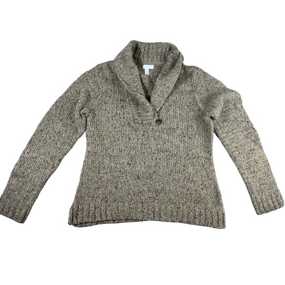Charter Club Petite Shawl Collar Wool Blend Sweater Speckled Knit Pullover Sz M - Picture 1 of 7